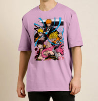 Anime - Kurosaki, Naruto, Goku, Luffy, Natsu Dragneel Oversized T- Shirt